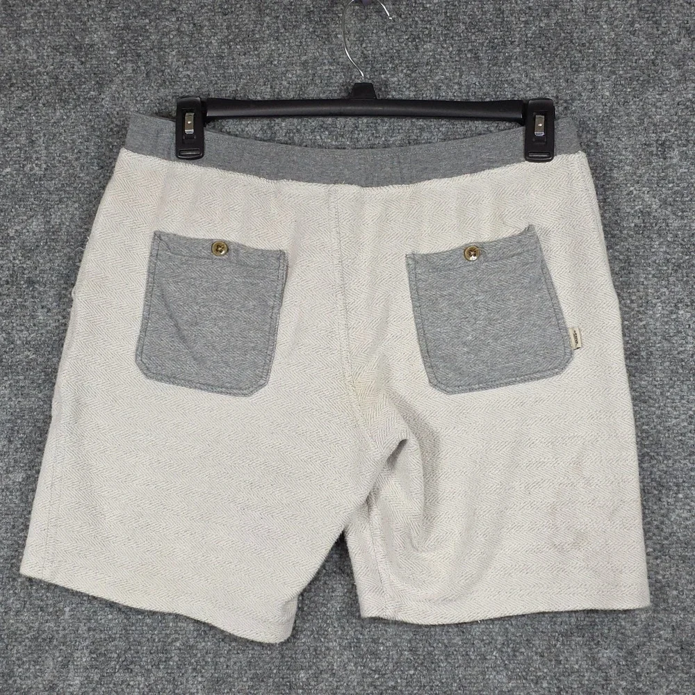 Vans Mens L Shorts Beige Grey Herringbone Knit Cotton Patch Pockets